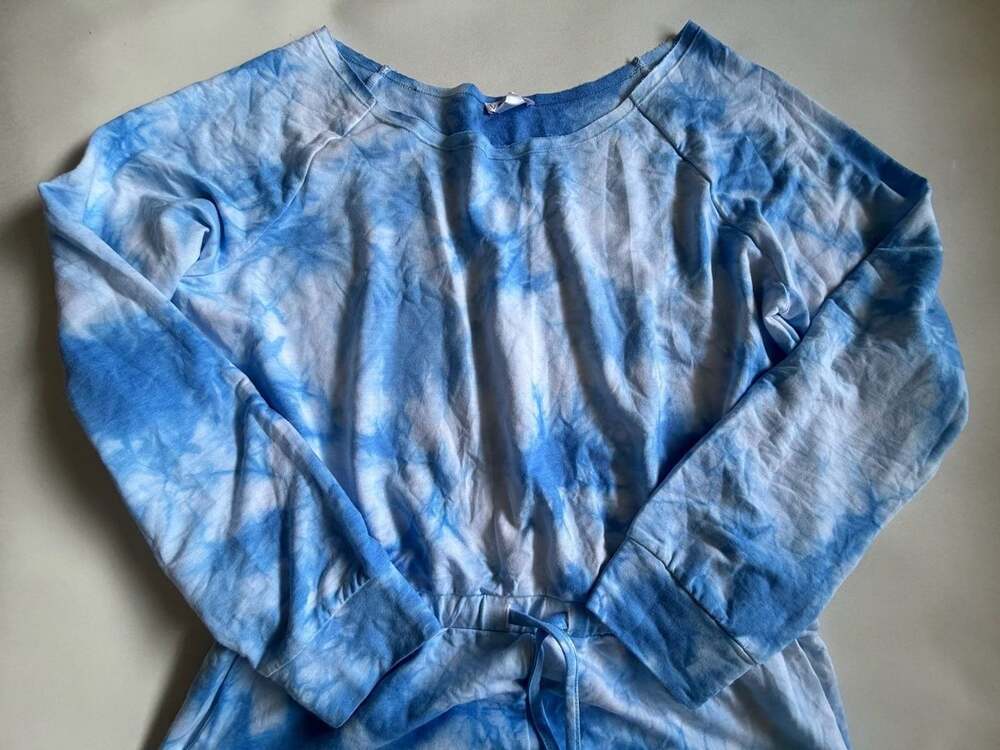 Venus Jumpsuit Womens L Blue Tie Dye Long Sleeve Jogger One Piece Lounge Cozy